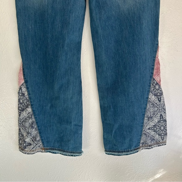 NWT Easel Patchwork Flare Highrise Jeans Western Country Bohemian Southern L - Picture 8 of 11